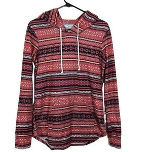 Maurices Orange Aztec Tribal Print Hoodie Hooded Sweatshirt NWOT